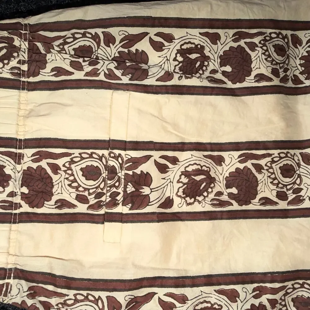 J Crew Block Print Floral Striped Lounge Shorts Elastic Waist Cream Brown M